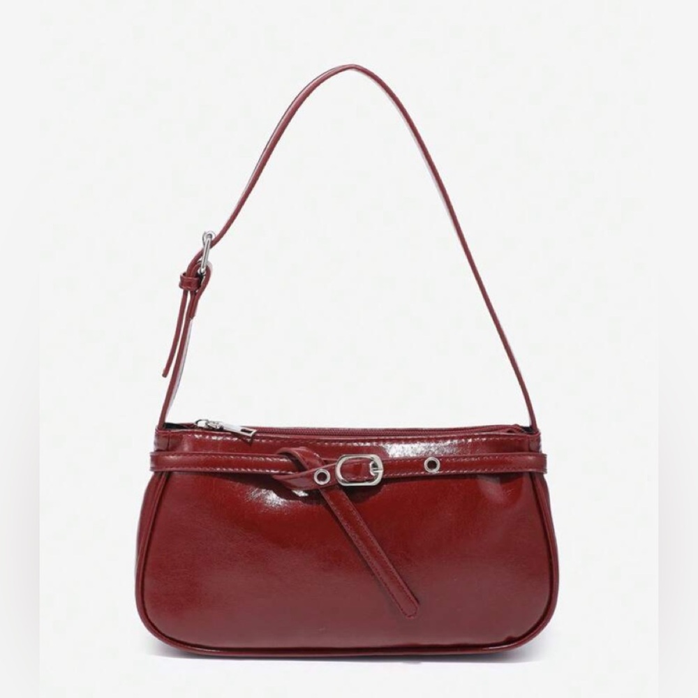 Chic Burgundy Leather Shoulder Bag, NWOT